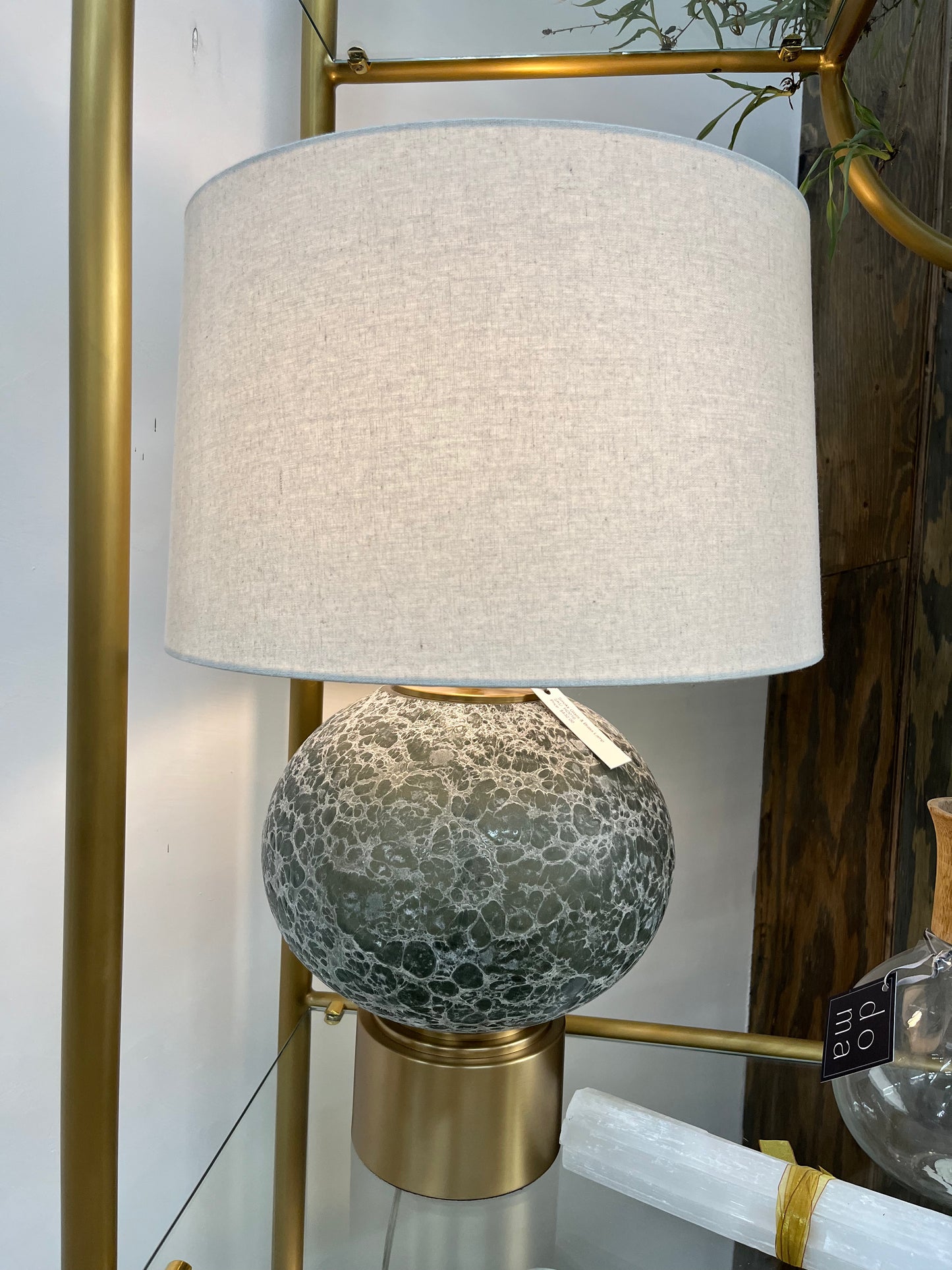Smoky Glass & Brass Lamp