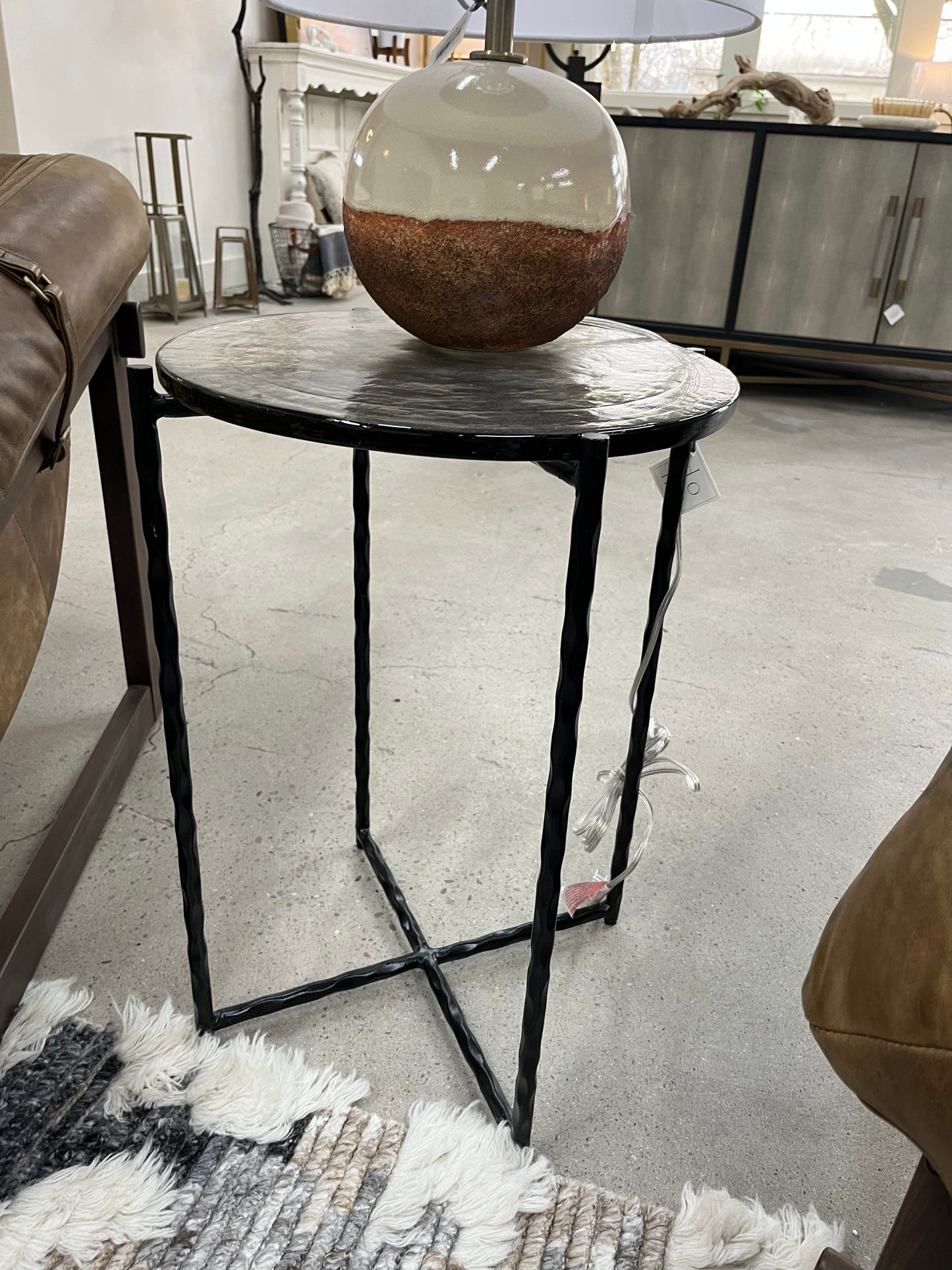 Smoked Glass & Metal Side Table