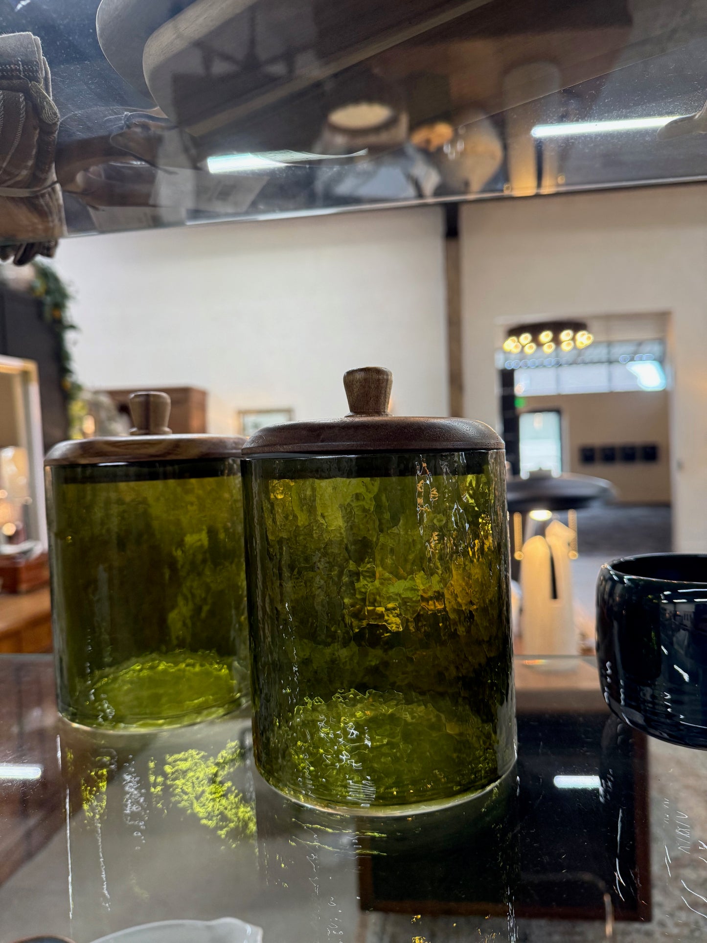 Green Glass Canister