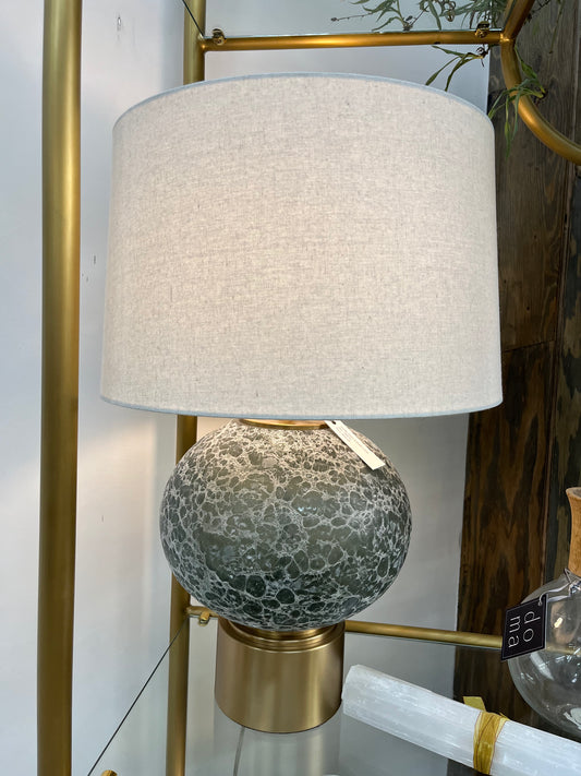 Smoky Glass & Brass Lamp