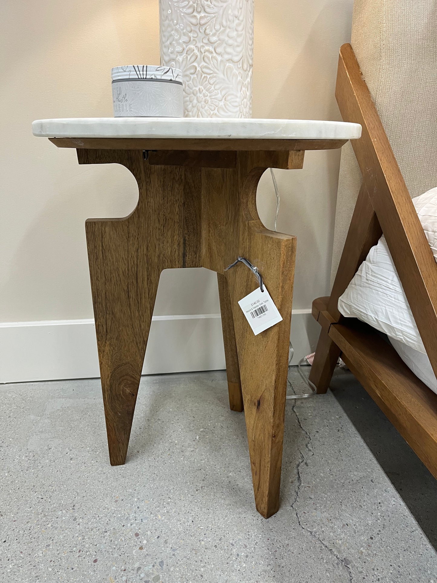 Wood & Marble Side Table