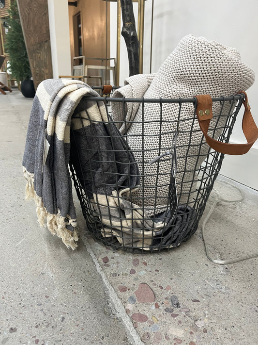 Wire & Leather Basket