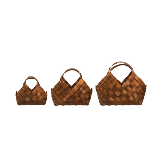 Woven Basket w/ Handles, Med.