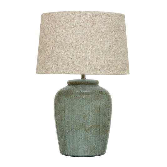 Stoneware Table Lamp with Linen Shade