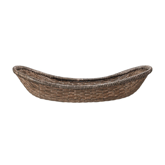 Decorative Woven Wicker Vintage Reproduction Tray/Basket, Antique Finish