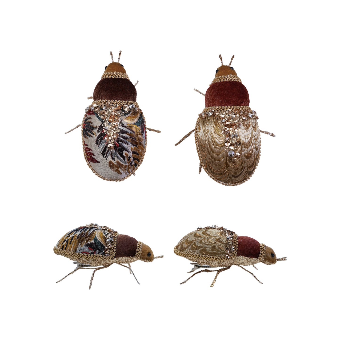 Fabric Jacquard & Velvet Bug Clip-on Ornament, 2 Styles